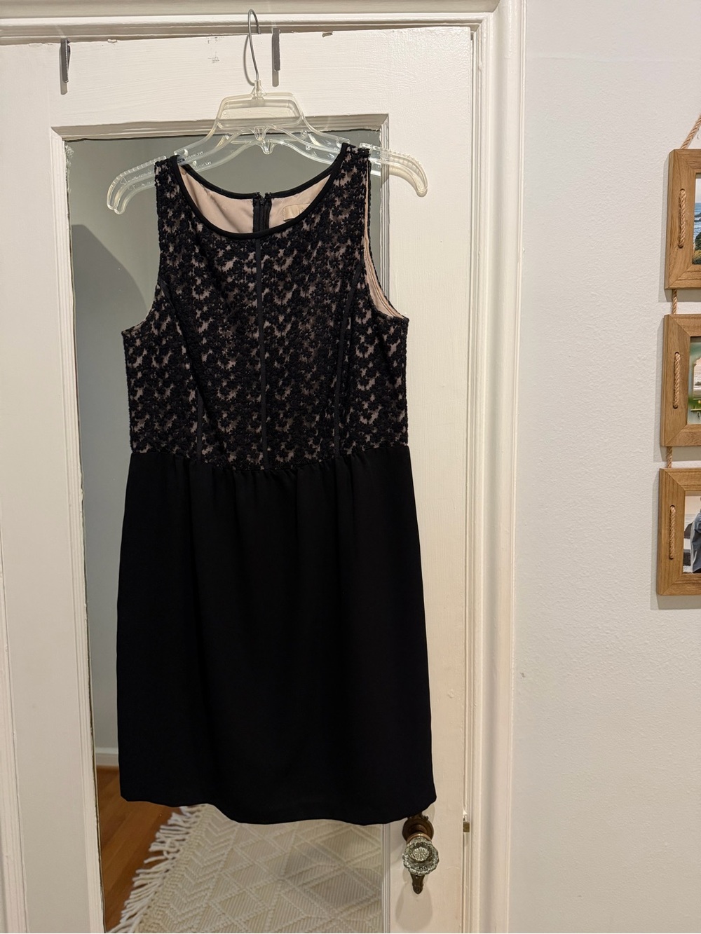 Sleeveless Black Lace-Overlay Dress